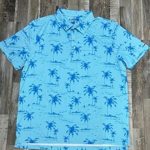Chubbies Light Blue Palm Tree Men's Polo Shirt